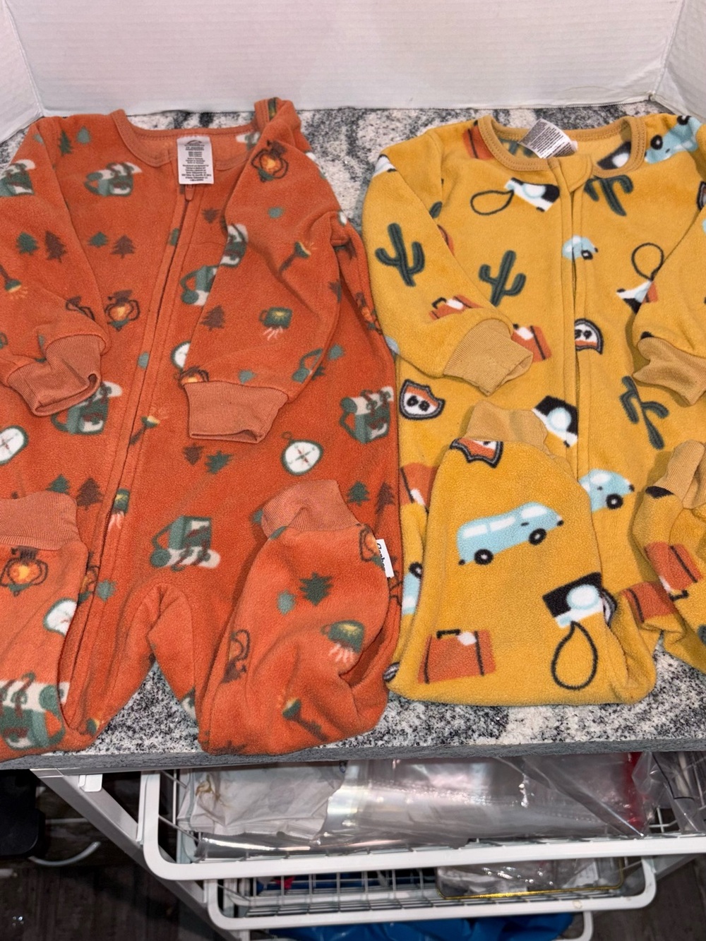 Gerber Orange & Yellow Fleece Sleep Sack Pair with Camping and Cactus Prints